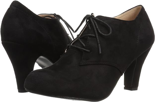 Journee Collection Women's Leona High Heel Lace-up Faux Suede Pumps Color Black Size 7W