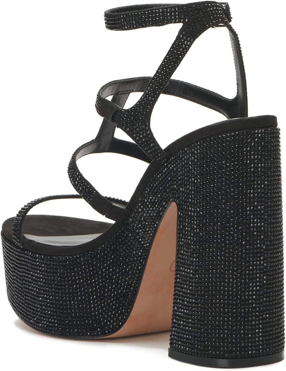 Jessica Simpson Women's Meitini Rhinestone Block Heeled Sandals Color Black Size 9M