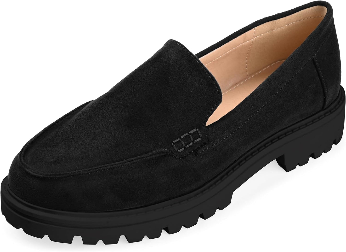 Journee Collection Women's Erika Loafer Almond Toe Slip-On Flats Color Black Size 9W