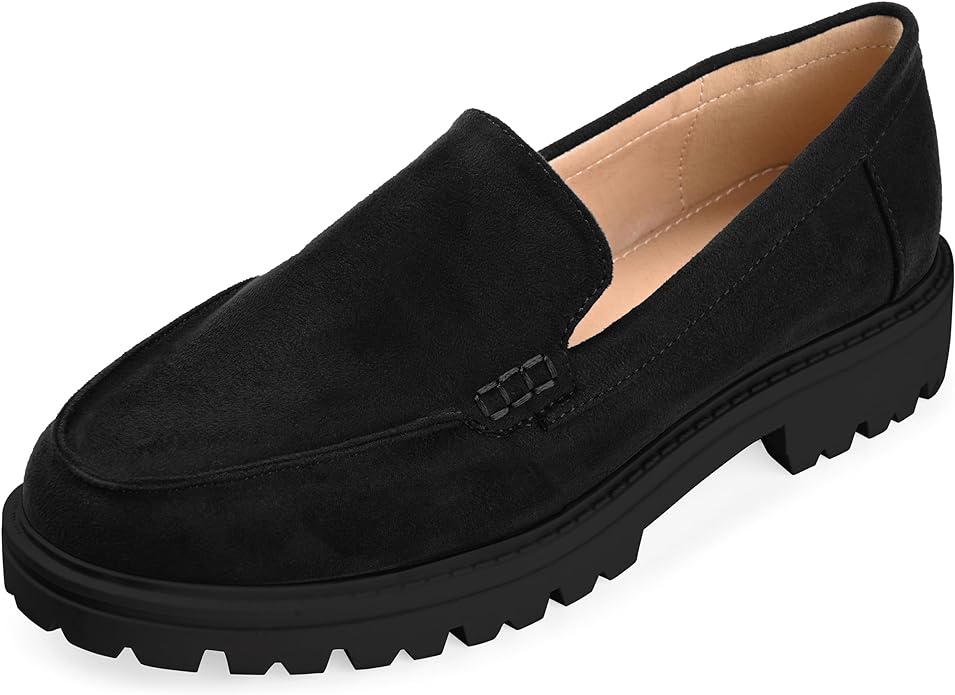 Journee Collection Women's Erika Loafer Almond Toe Slip On Flats Color Black Size 6.5M