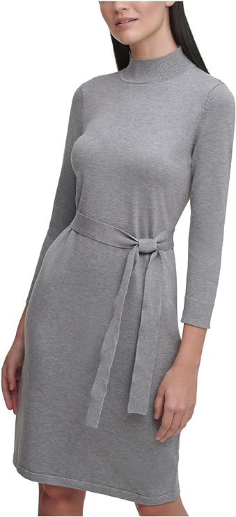 Calvin Klein Mock-Neck Evening Sheath Sweater Dress Color Heather Gray Size L