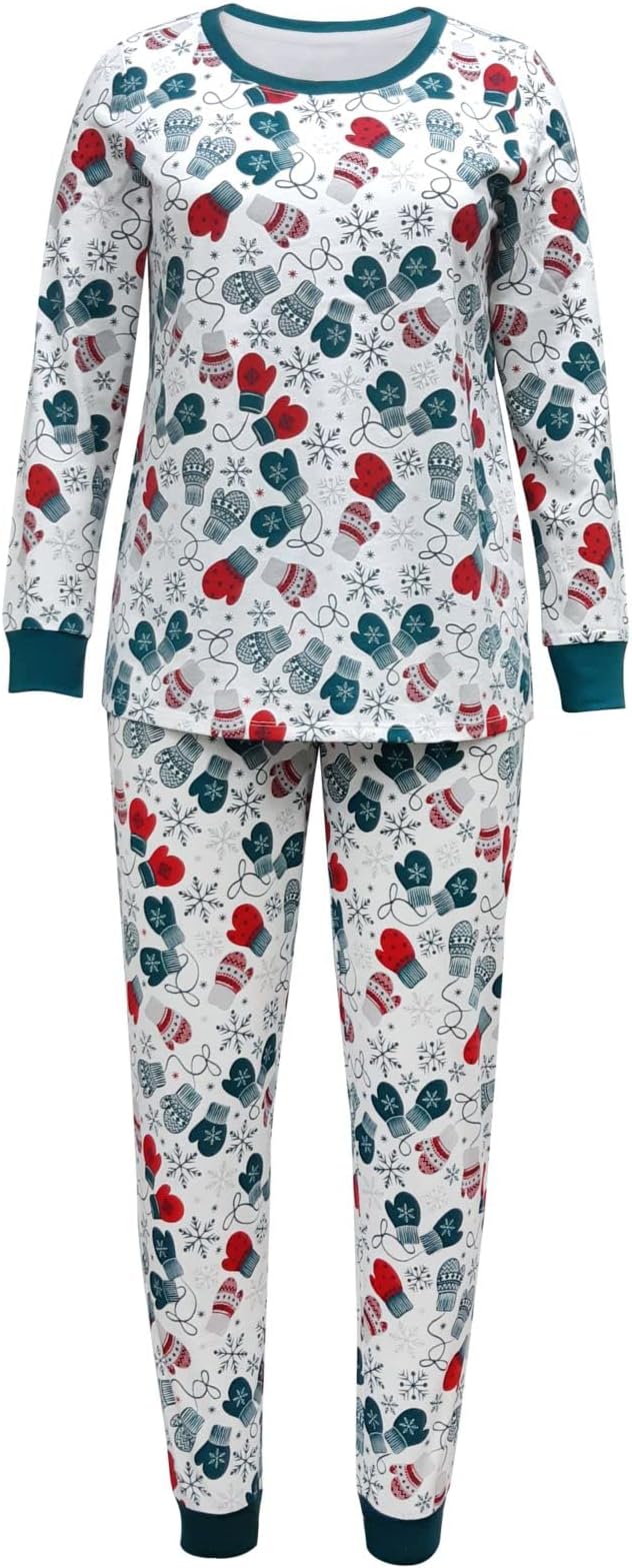 Family Pajamas Women's Mittens Pajamas Set Color Mittens Size XL