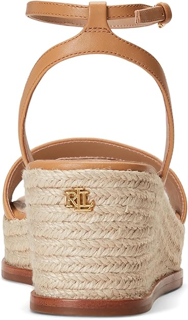 Lauren Ralph Lauren Women's Leona Espadrille Platform Wedge Sandal Buff Size 6