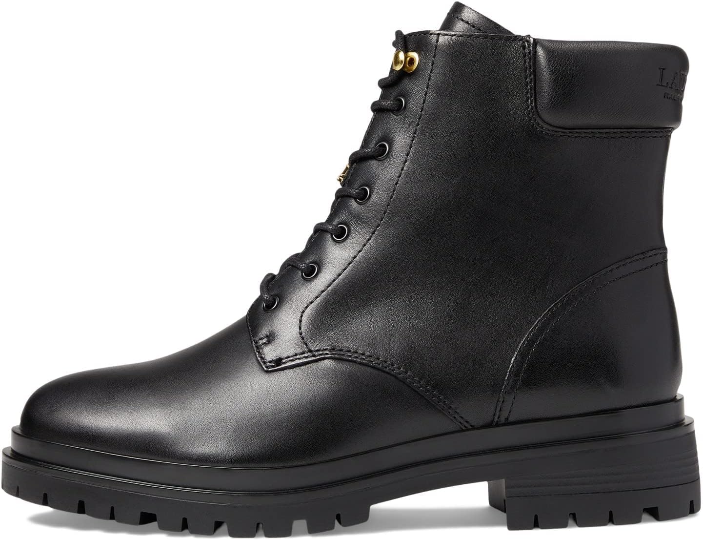 Lauren Ralph Lauren Women's Carlee Lug-Sole Booties Color Black Leather Size 5M