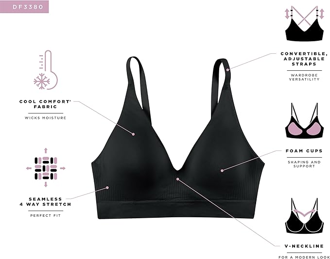 Bali Comfort Revolution Modern Seamless Wirefree Bra Black Size 2XL