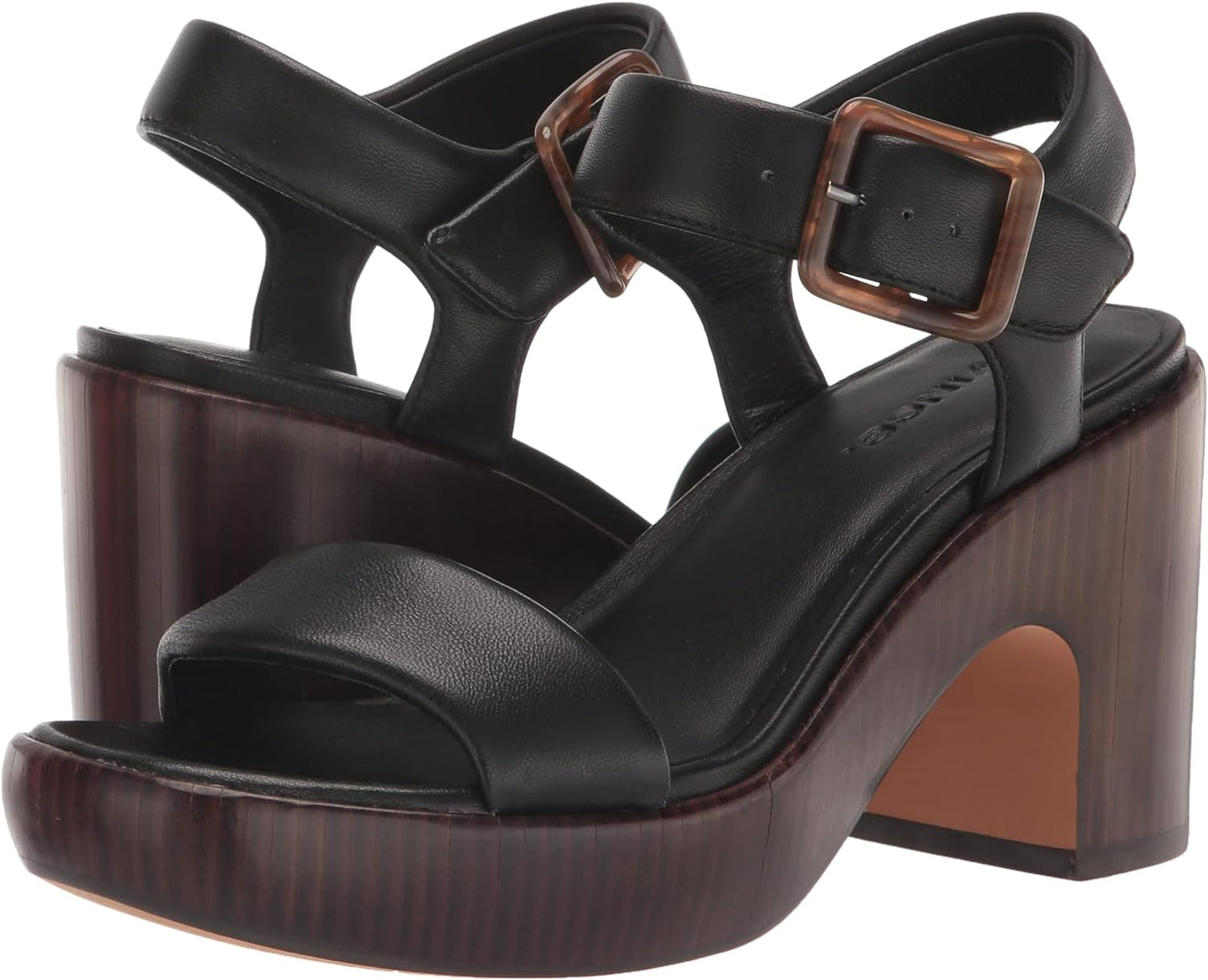 Vince Women's Noelle Mid Heeled Sandals Color Black Leather Size 6M