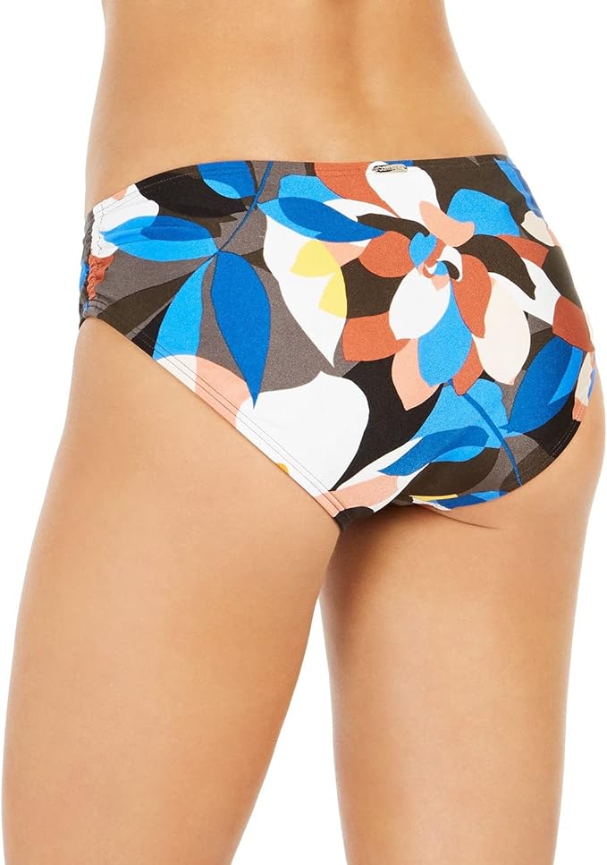 Calvin Klein Printed Side-Shirred Hipster Bikini Bottoms Color Nectar Multi Stained Glass Floral Size XS