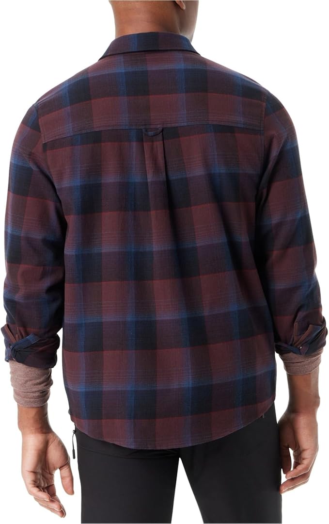 BASS OUTDOOR Men's Classic-Fit Plaid Stretch Flannel Shirt Fudge Size S