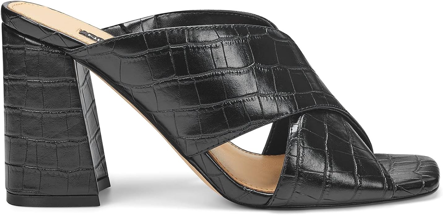 NINE WEST Women's Gigi Heeled Sandal Color Black Texture Size 7M