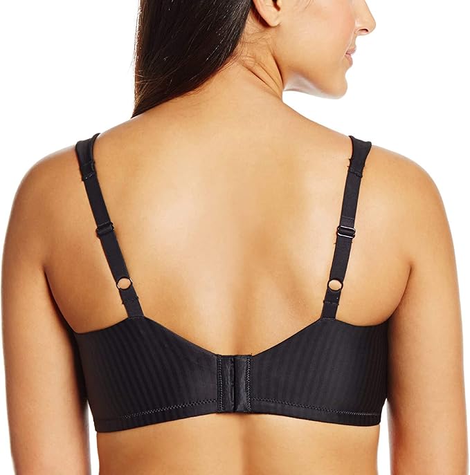 Playtex Perfectly Smooth Wireless Full Coverage Bra Black Stripe Size 42DD