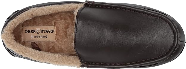 Deer Stags Men's Slipperooz Nordic Spun Slippers Color Dark Brown Size 9W