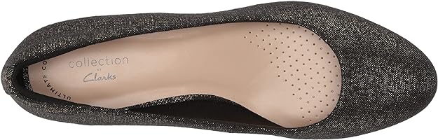 Clarks Women's Mallory Luna Closed Wedge Platform Color Black Metallic Textile Size 12M
