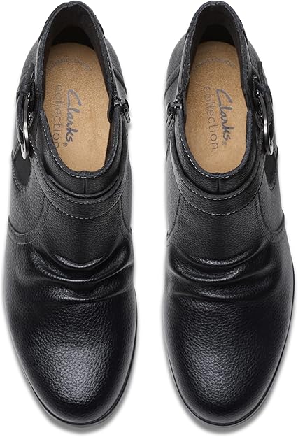 Clarks Women's Emily2 Opal Boots Black Leather Size 9W