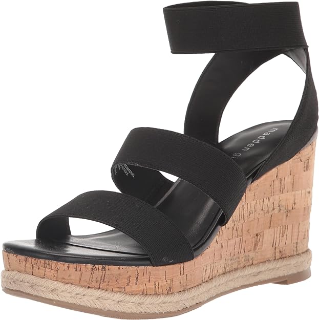 Madden Girl Maranda Stretch Ankle-Strap Wedge Sandals Color Black Size 9.5M