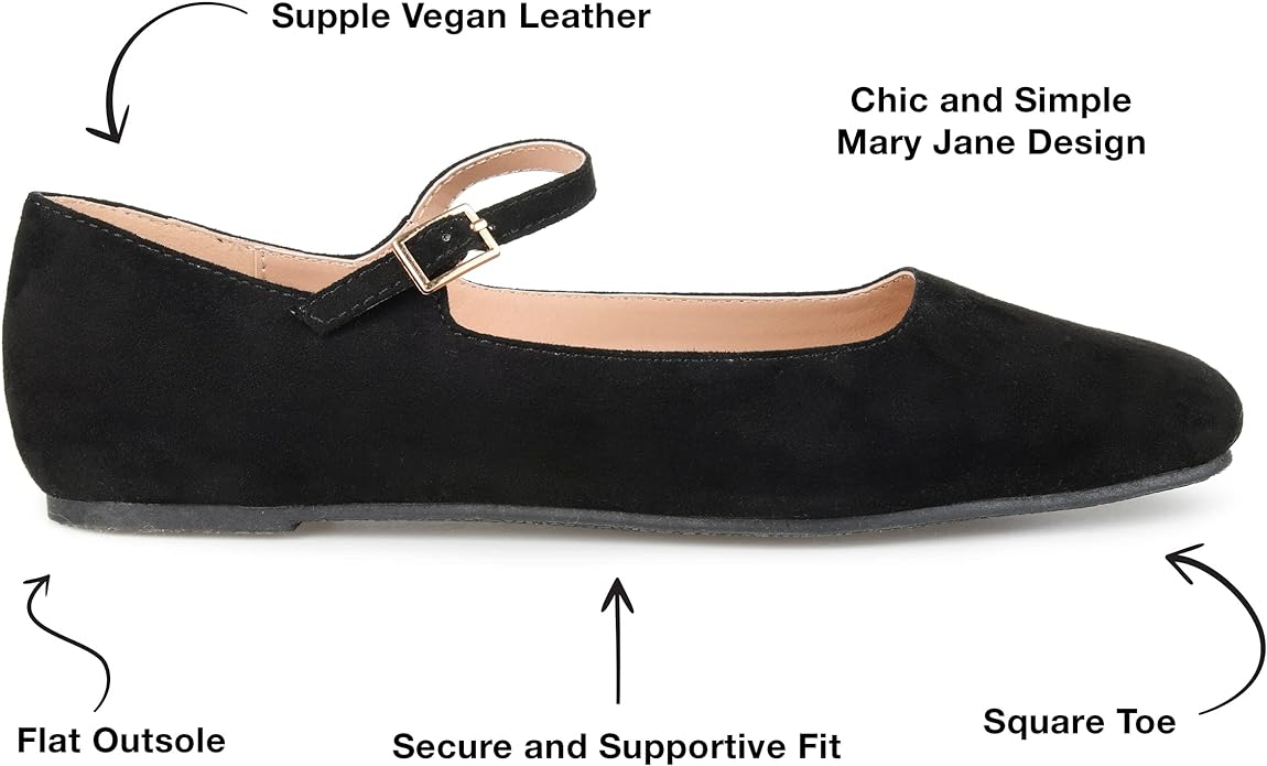 Journee Collection Women's Carrie Vegan Suede Flats Color Black Size 7M