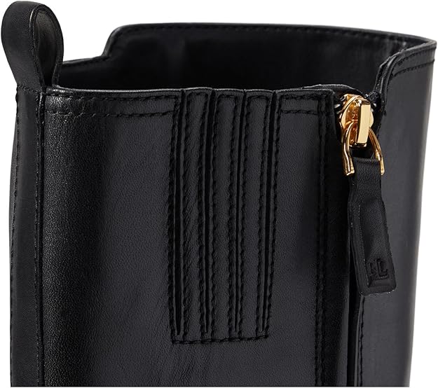 Lauren Ralph Lauren Women's Blayke Buckled Riding Boots Color Black Size 6M