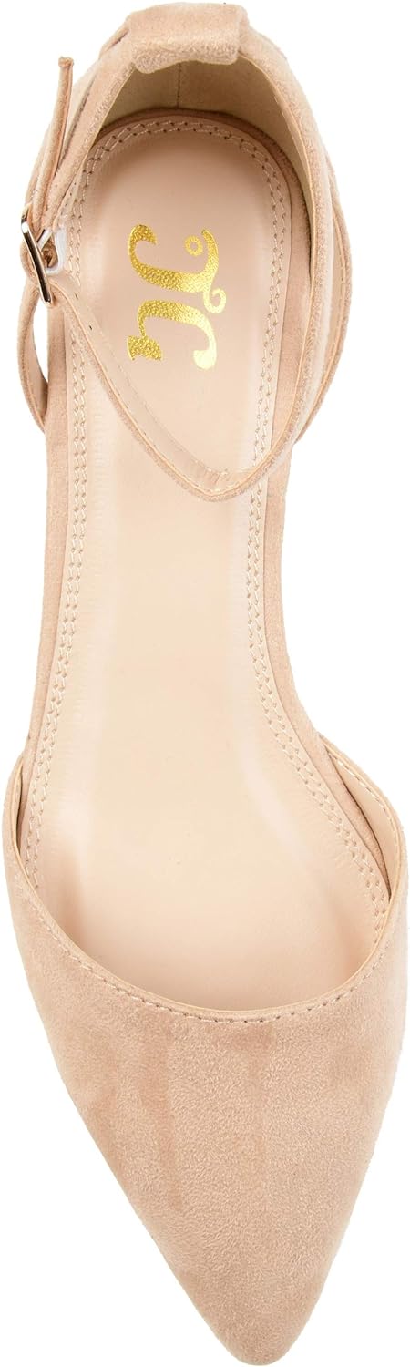 Journee Collection Women's Ark Pointed Toe Ankle Wedge Color Nude Size 7M