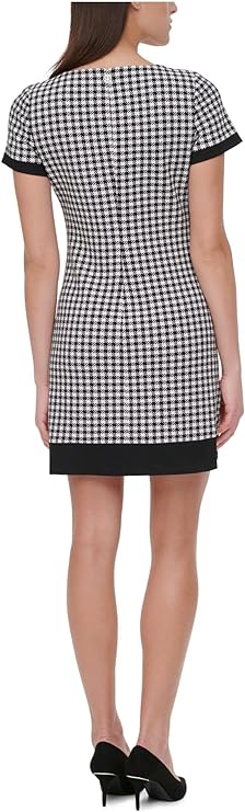 Tommy Hilfiger Houndstooth Shift Sheath Dress Color Black/Ivory Size 14