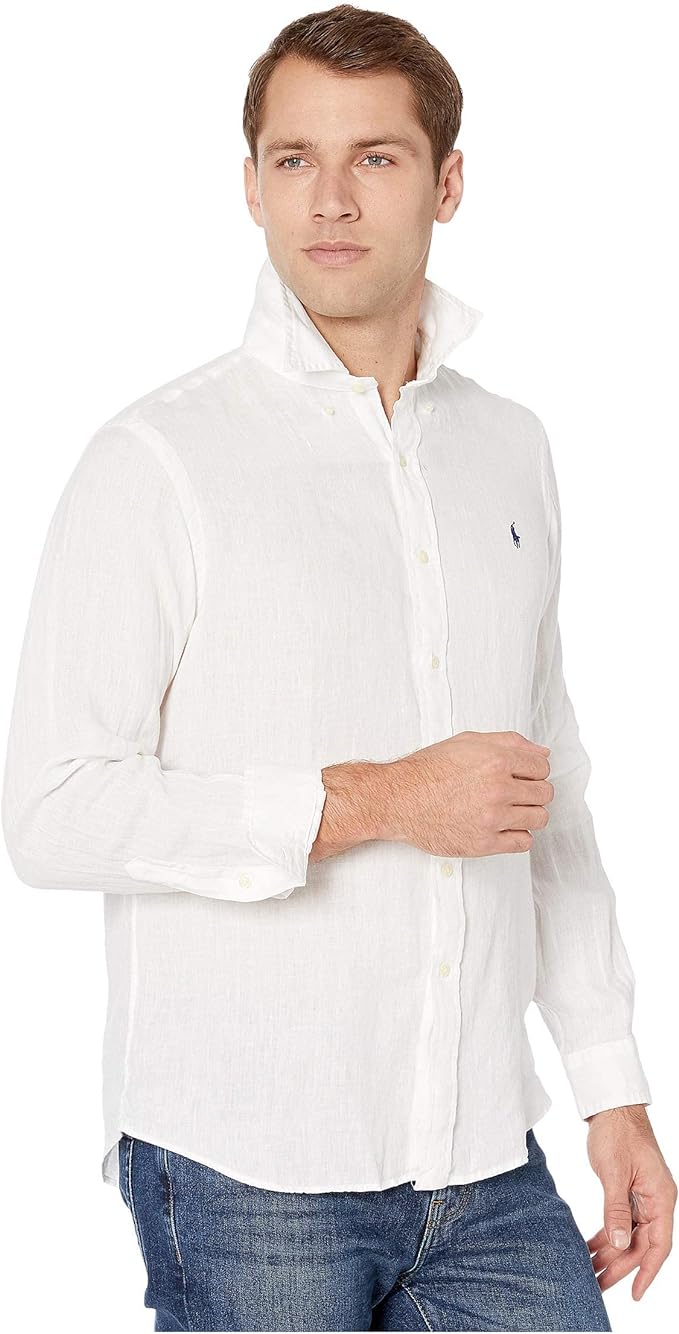 Polo Ralph Lauren Men's Classic Fit Linen Shirt Color White Size 2XL