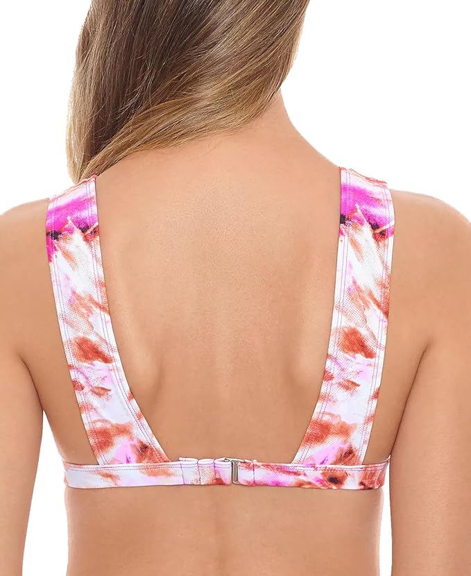 Salt Cove Juniors Tie-Dyed Wide-Strap Bikini Top Multicolor Size S