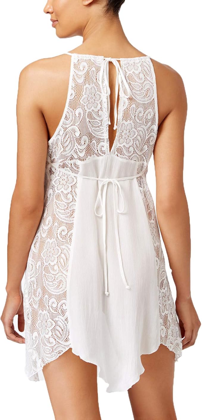 Linea Donatella Flower Child Sheer Lace Chemise Nightgown White Size XL