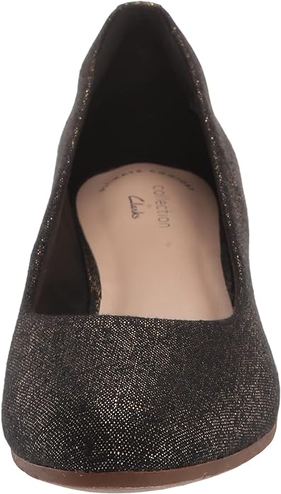 Clarks Women's Mallory Luna Closed Wedge Platform Color Black Metallic Textile Size 12M