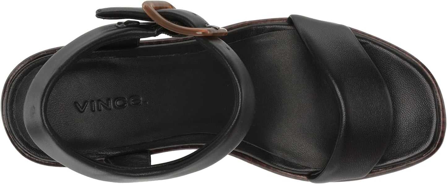 Vince Women's Noelle Mid Heeled Sandals Color Black Leather Size 6M