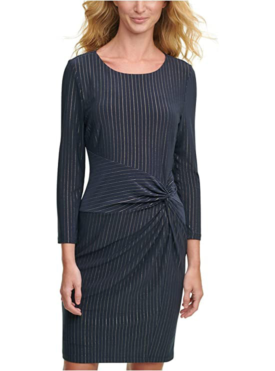 Tommy Hilfiger Women's Shift Dress Color Sky Captain/Gold Size 16