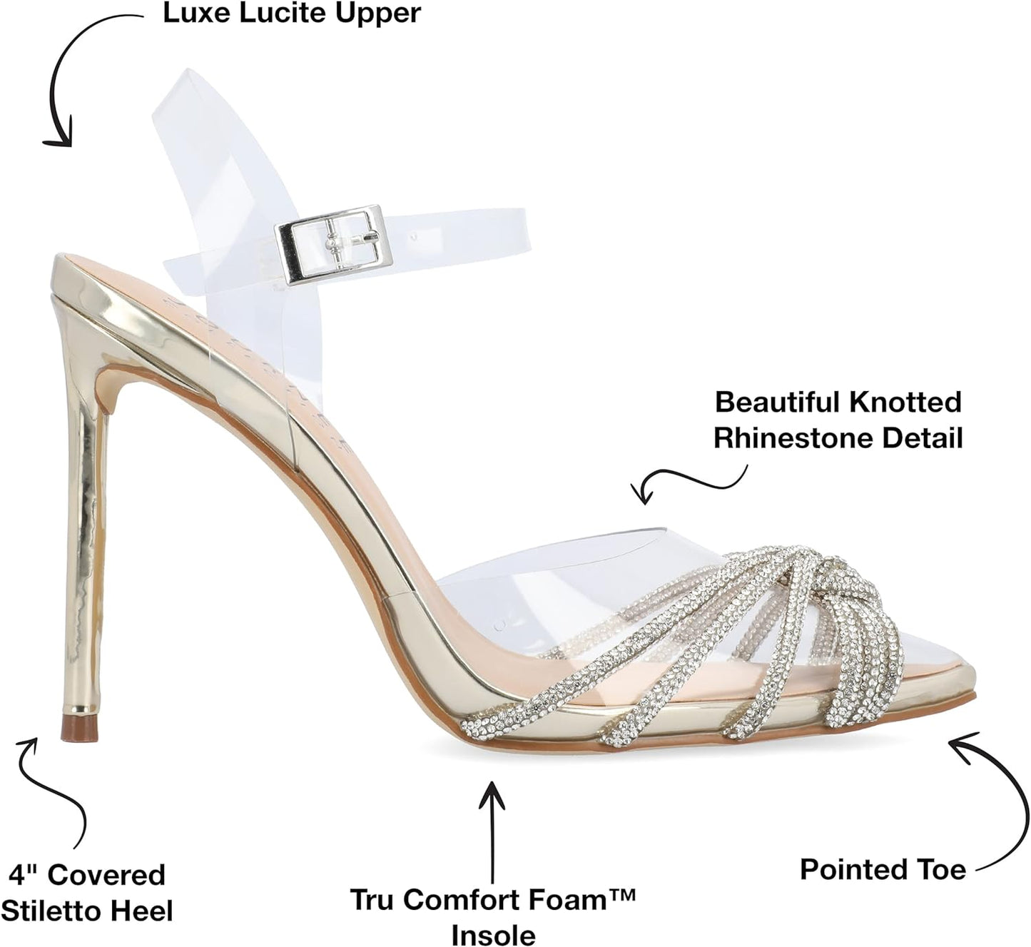 Journee Collection Women's Eleora Stiletto Heels Pointed Toe Sandals Color Clear Size 7.5M