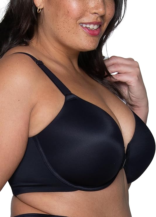 Vanity Fair Full Figure Front Closure Beauty Smoothing Bra Midnight Black Size 42C