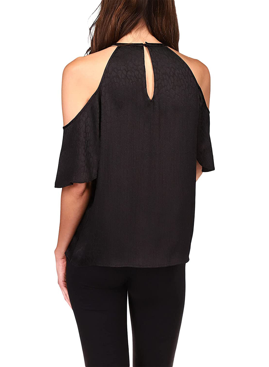 Michael Kors Women's Cold-Shoulder Cheetah-Print Top Color Black Size S