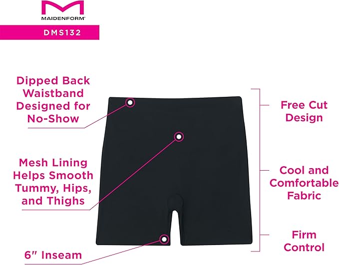 Maidenform Firm Control Shaping Moisture-wicking Shapewear Black Size S