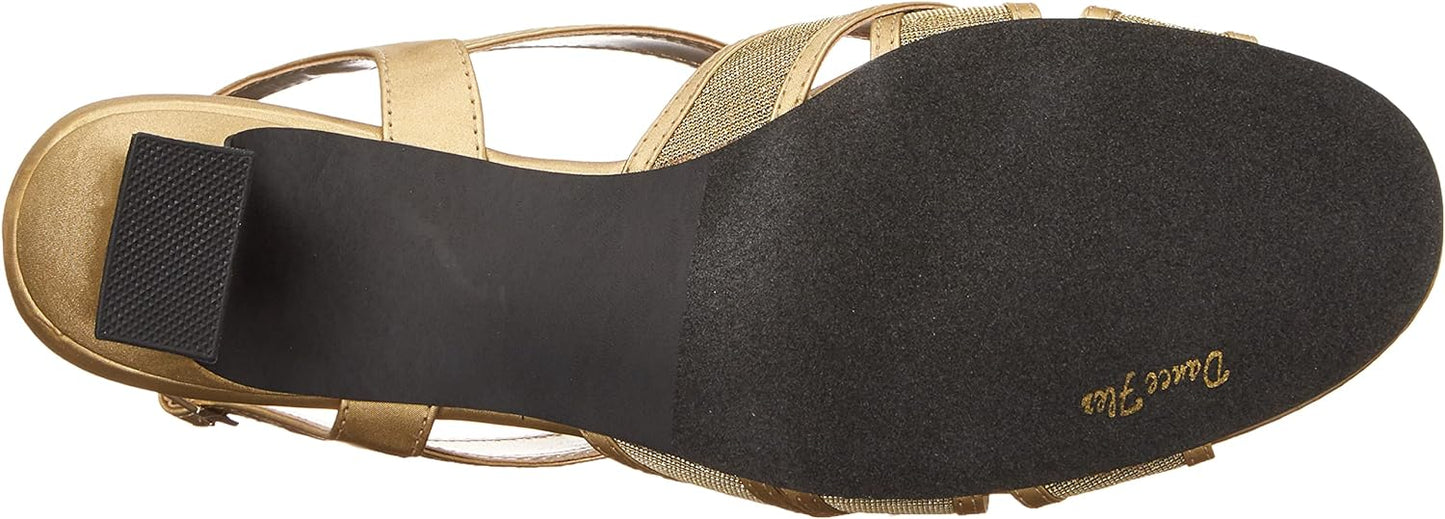 Easy Street Women's Tristen Dressy Mesh Inset Dress Sandals Color Gold Satin Size 8W