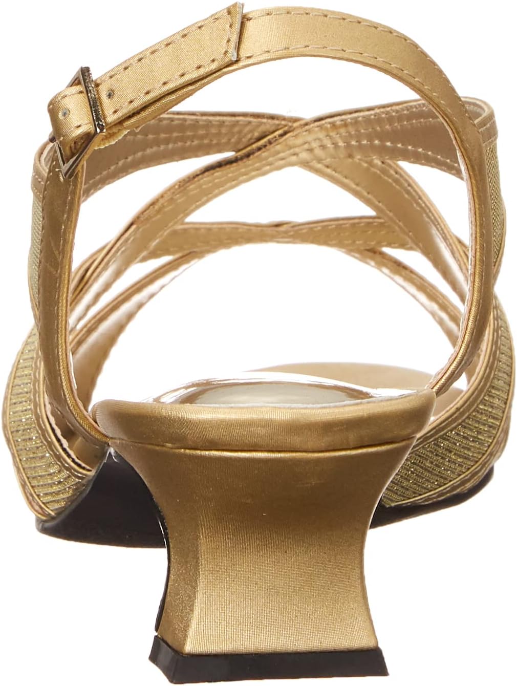 Easy Street Women's Tristen Dressy Mesh Inset Dress Sandals Color Gold Satin Size 8W