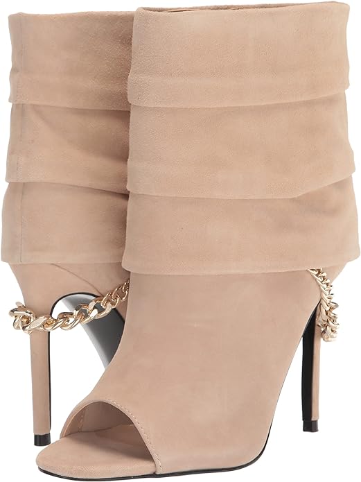GUESS Women's Adilee Peep Toe Ankle Boots Color Beige Suede Size 8.5M