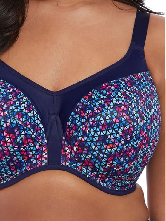 Elomi Plus Size Energise Underwire Sports Bra Navy Geo Size 42G
