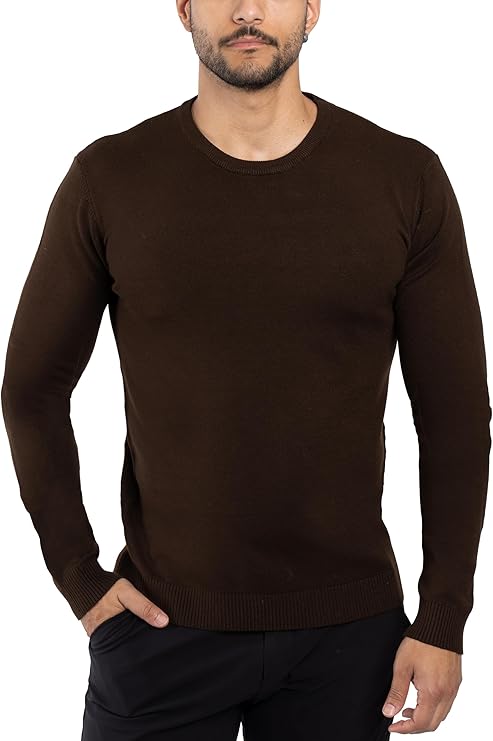 X-Ray Men's Slim-Fit Crew-Neck Sweater Pullover Sweater Dark Brown Size L