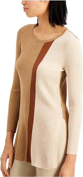 Alfani Women's Colorblock Tunic Sweater Color Black Multi Size M