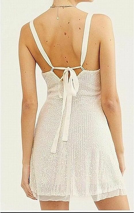 Free People Women's Gold Rush Mini Dress Color Ivory Size M