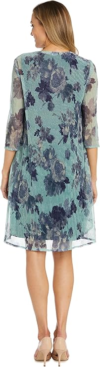 RM Richards Women's 2-Pc. Shimmer Two-Piece Dress Color Navy/Teal Size 8