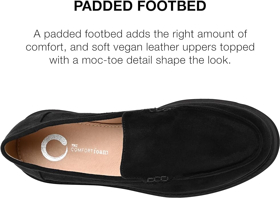 Journee Collection Women's Erika Loafer Almond Toe Slip On Flats Color Black Size 6.5M