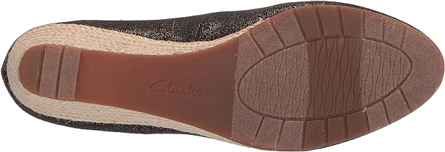 Clarks Women's Mallory Luna Closed Wedge Platform Color Black Metallic Textile Size 12M