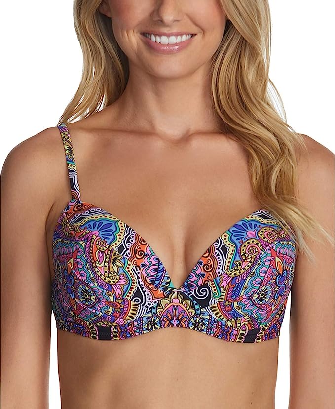 Raisins Juniors' Baja Surf Paisley Moonshadow Underwire Bikini Top Color Black Multi Size M