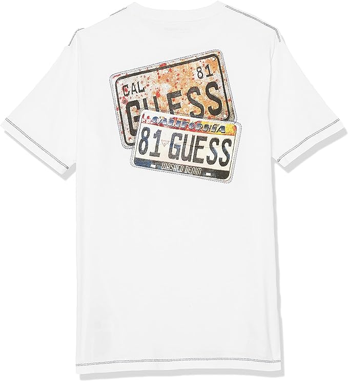 GUESS Boys' Big Embroidered Logo Organic Cotton T-Shirt Color Pure White Size 14