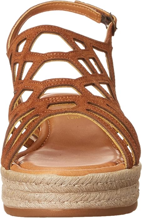 Bella Vita Women's Zip-Italy Platform Flat Sandal Whiskey Leather Size 10W