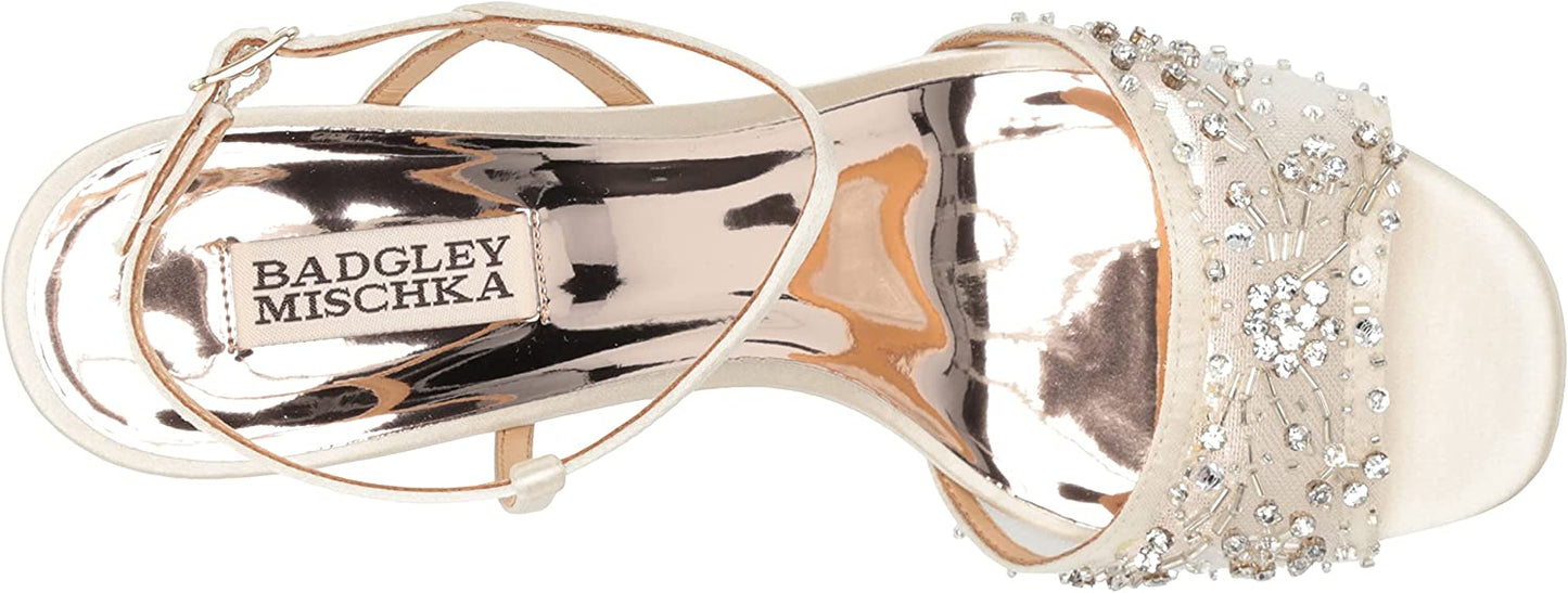 Badgley Mischka Women's Blaine Heeled Sandal Color Ivory Satin Size 11M