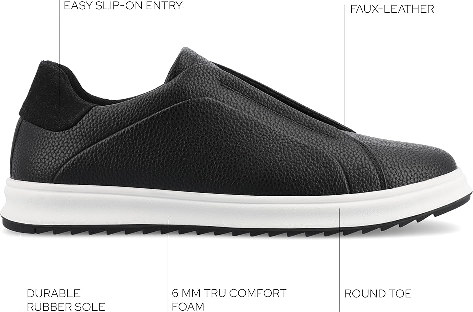 Vance Co Men's Matteo Tru Comfort Slip-on Sneakers Black Size 11.5W