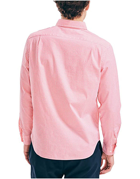 Nautica Men's Classic Fit Gingham Shirt Color Tea Berry Size XL