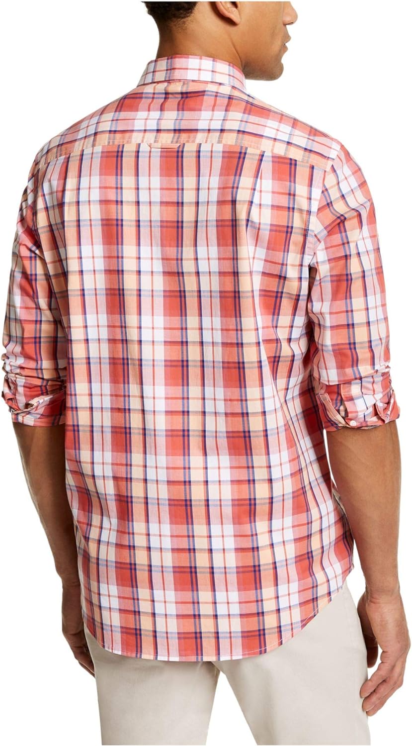 Club Room Men's Moisture Wicking Plaid Button-Down Shirt Color Red Combo Size XL