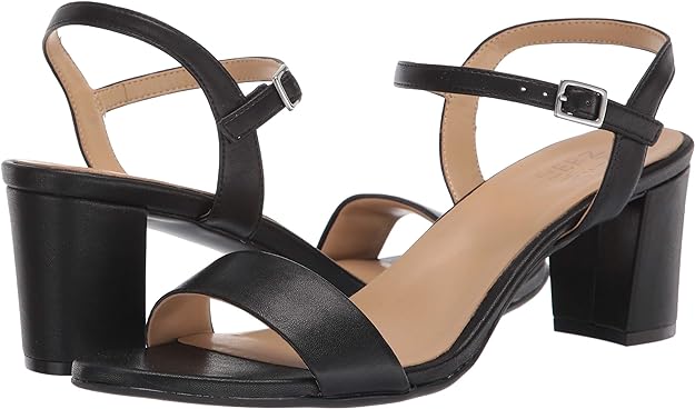 Naturalizer Women's Bristol Ankle Strap Sandals  Color Black Smooth Faux Leather Size 10M